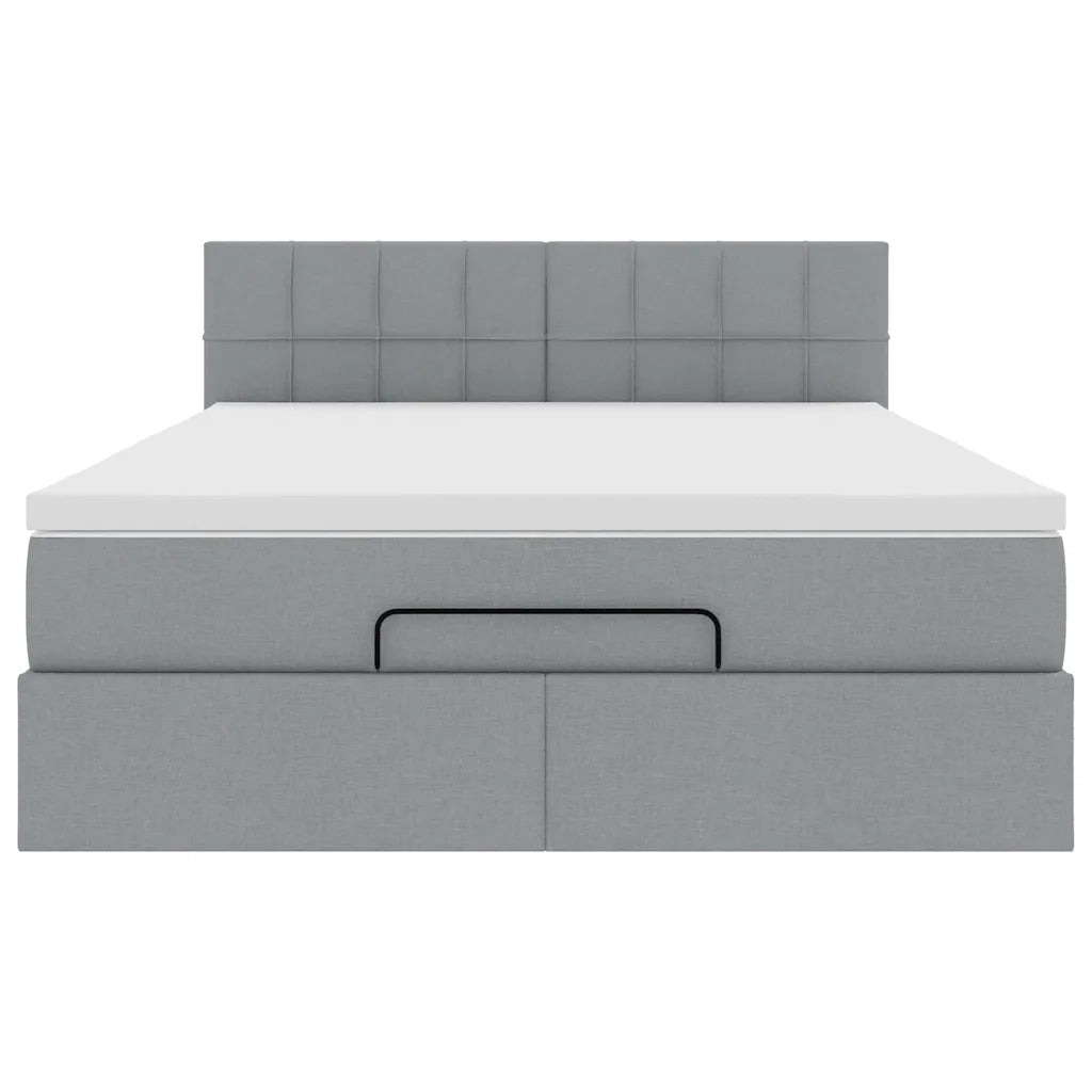 Pouf Letto con Materasso Grigio Chiaro 140x190 cm in Tessuto 3311456