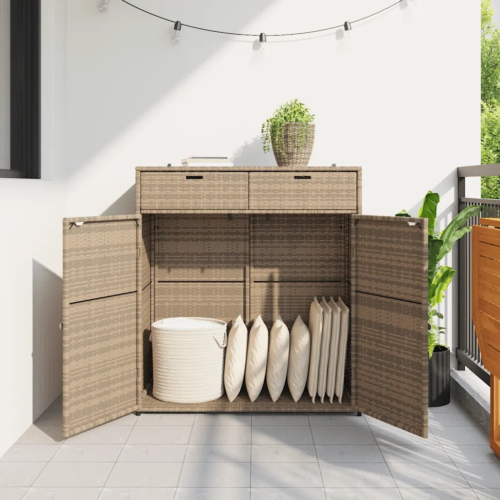Armadietto Portaoggetti Giardino Beige 105x55x113cm Polyrattancod mxl 112410