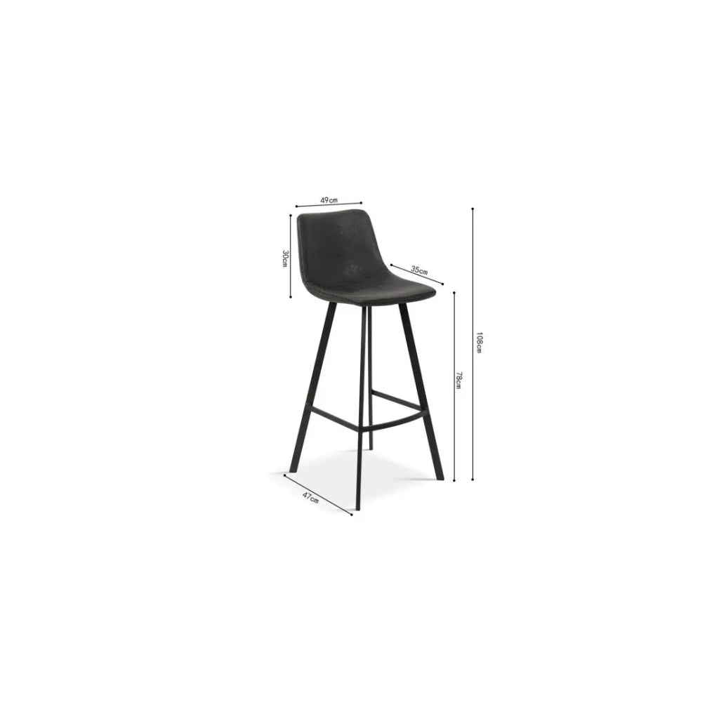 Sedia da banco OZON – PU nero – H108 x L45 x P49 cm