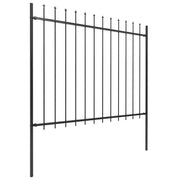 Recinzione da Giardino | Recinzione da cortile con Punta a Lancia in Acciaio 359x150 cm Nero