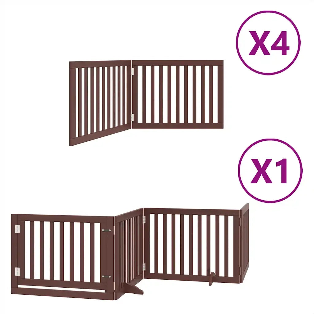 Cancello Cani Porta Pieghevole Marrone 12 Pannelli 960cm Pioppo CFW9549377