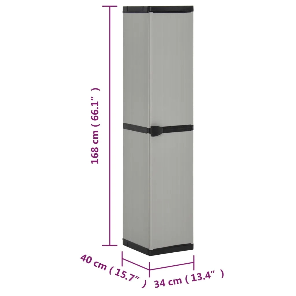 Mobile contenitore da giardino 34 x 40 x 168 cm con 3 ripiani design compatto in PVC grigio 02_0047065