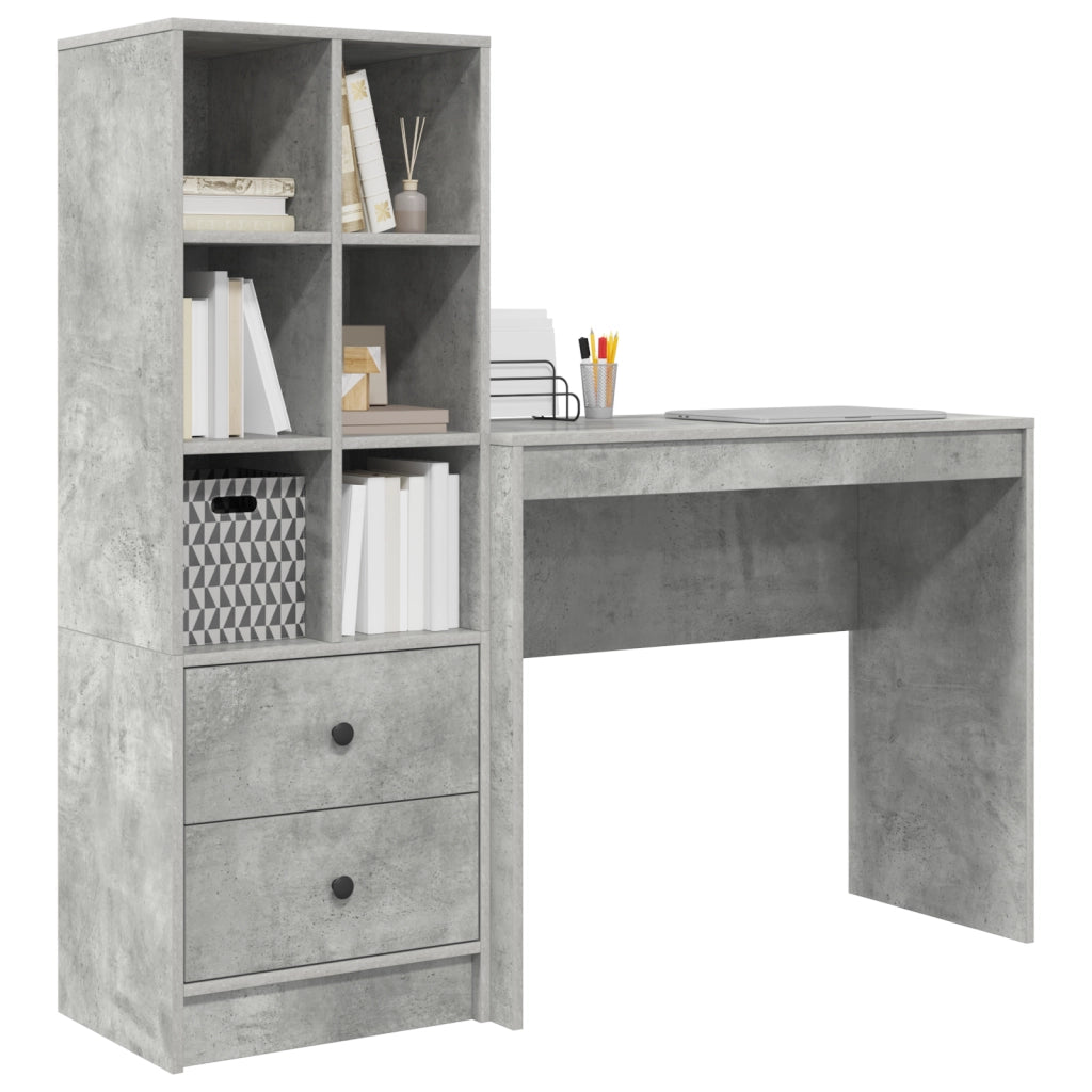 Scrivania con Storage Grigio Cemento Legno Ingegnerizzato
