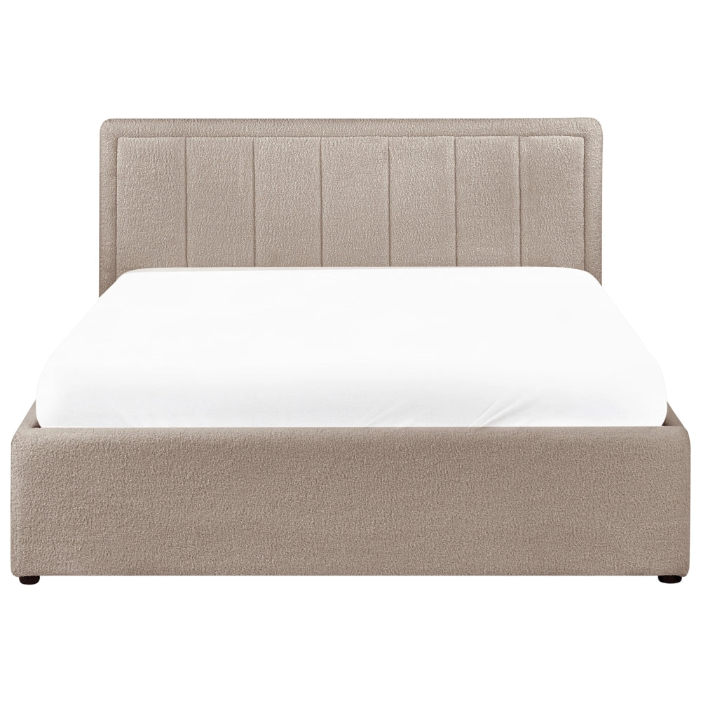 Letto Ottomano Tortora Boucle 140x200 cm Struttura imbottita con Testiera