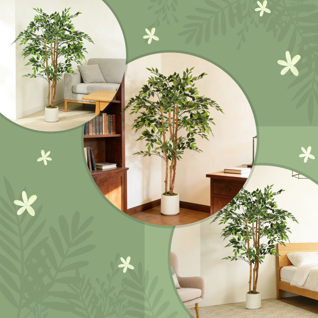 Pianta Artificiale Ficus 150 cm ¨C Xylo ¨C 1116 Foglie con Vaso Verde Decorativo per Interni