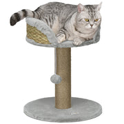 Albero tiragraffi per gatti con piattaforma e pompon ¨C zephmum ¨C grigio 40x40x49 cm
