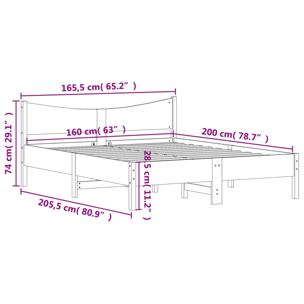 Giroletto senza Materasso Bianco 160x200 cm Legno Massello Pino 3216364
