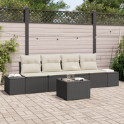 Set Divano da Giardino a 5 Pezzi con Cuscini Nero Polyrattan