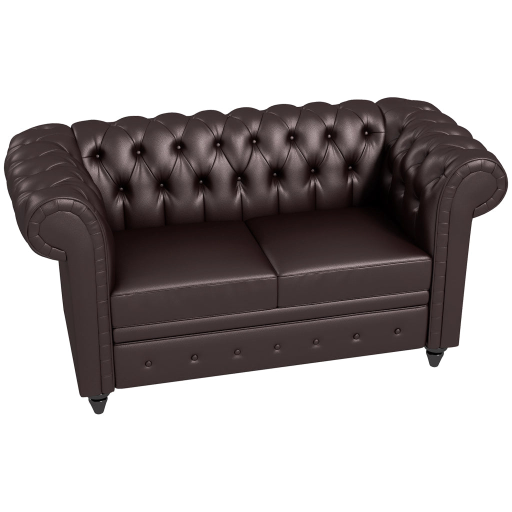 Divano Chesterfield 2 Posti ¨C zephmum ¨C Ecopelle Marrone 160x84x80 cm