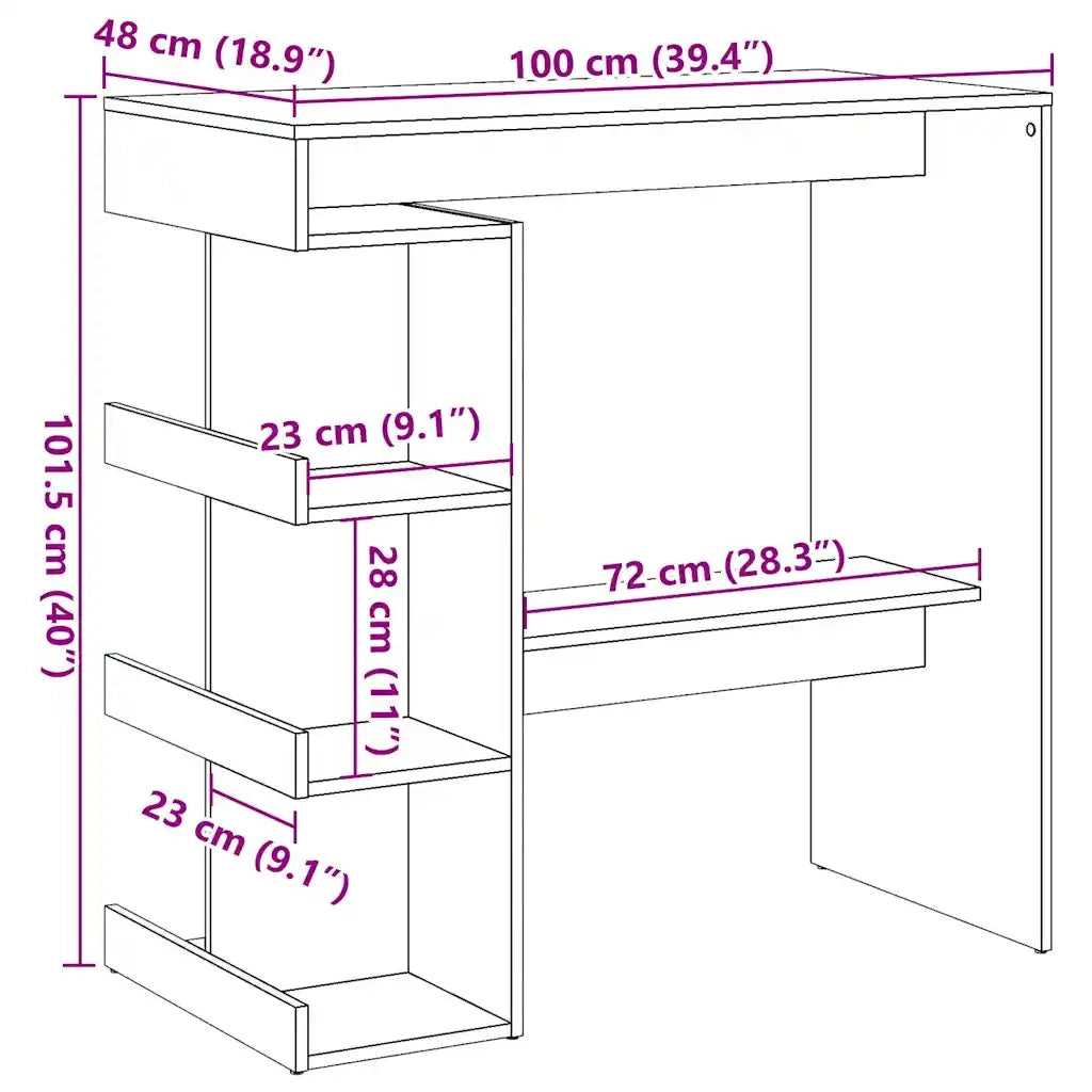 Tavolo Bar con Ripiani Legno Antico 100x50x101,5 cm Truciolato 856758