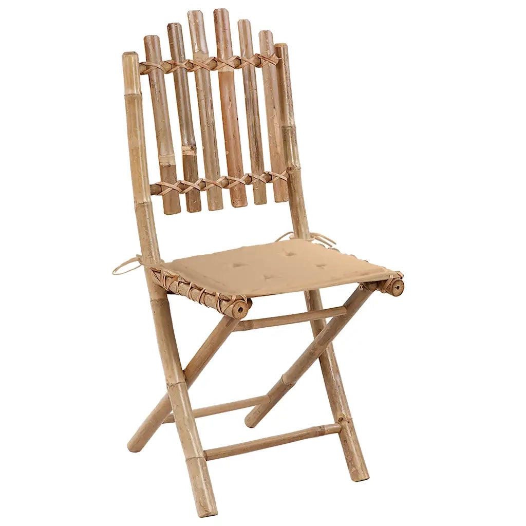 Set da Pranzo da Giardino 5 pz | Set Salotto da Giardino Pieghevole con Cuscini in Bamb¨´