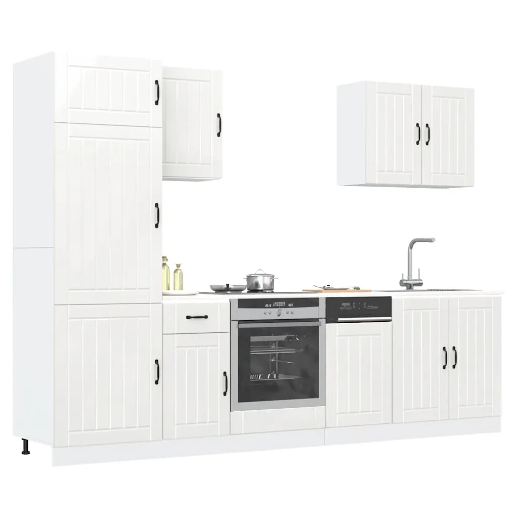 Set Mobili da Cucina 7 pz Lucca Bianchi Lucido in Truciolato 3314773