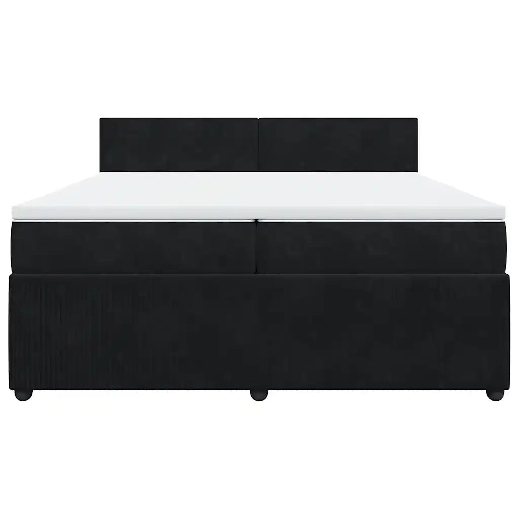 Giroletto a Molle con Materasso Nero 200x200 cm in Velluto