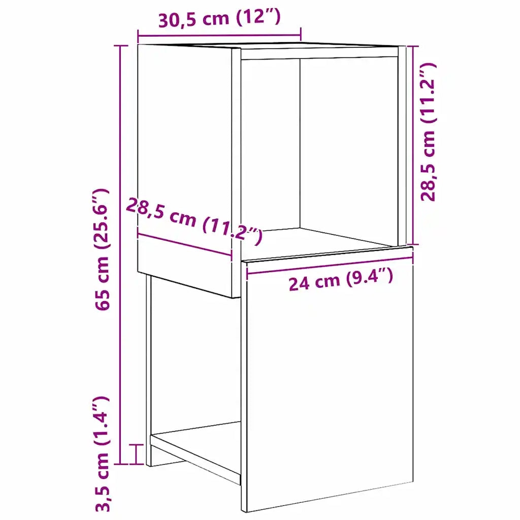 Mobile angolare Rovere fumé 30,5x30x65cm Legno multistrato