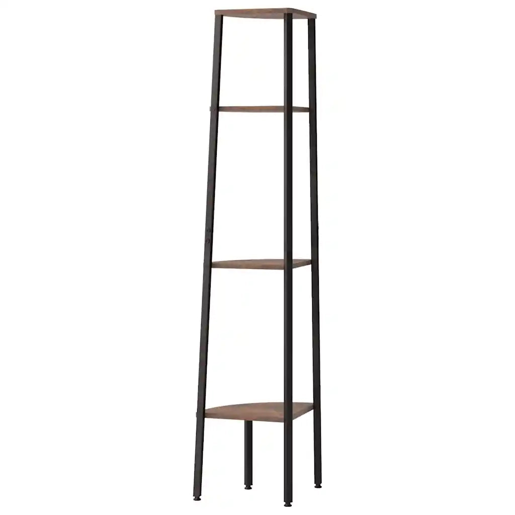 Scaffale angolare a 4 ripiani marrone scuro e nero 45,5x31,5x150 cm CFW2362753