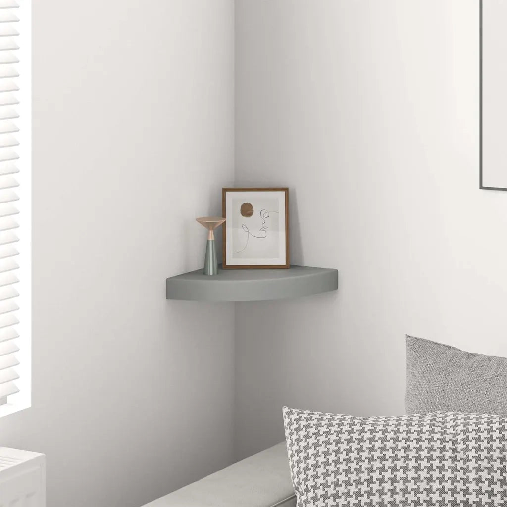 Scaffale Angolare a Parete Grigio 25x25x3,8 cm in MDF cod mxl 60033