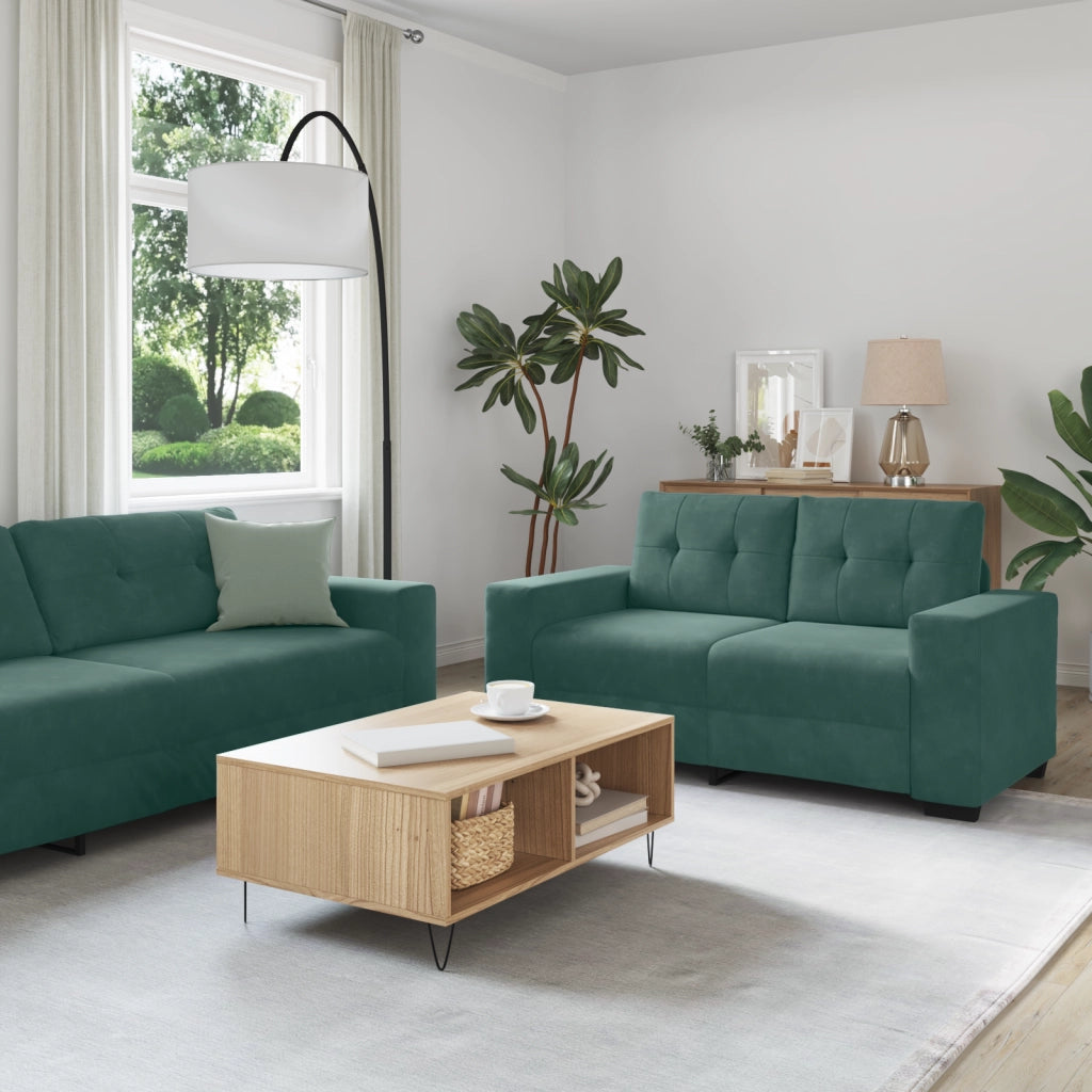 Set di divani 3 pezzi con cuscini in velluto verde scuro