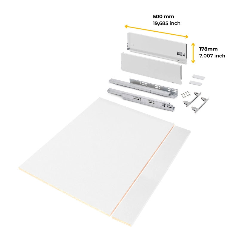 Kit di cassetti per cucina o bagno Vertex con regolazione 3D, altezza 178 mm, con pannelli inclusi, modulo 900 mm, Gri..