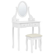 Toeletta Bianca MDF Legno Massello 140 x 80 cm 5 Cassetti Mobili Soggiorno Glam Design Camera Da Letto