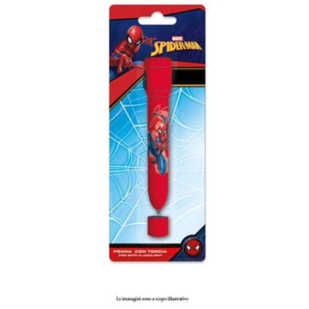 Trade Shop - Penna Con Torcia Grafica Spiderman Accessori Per Scuola Regalo Feste Bambini 954893 -
