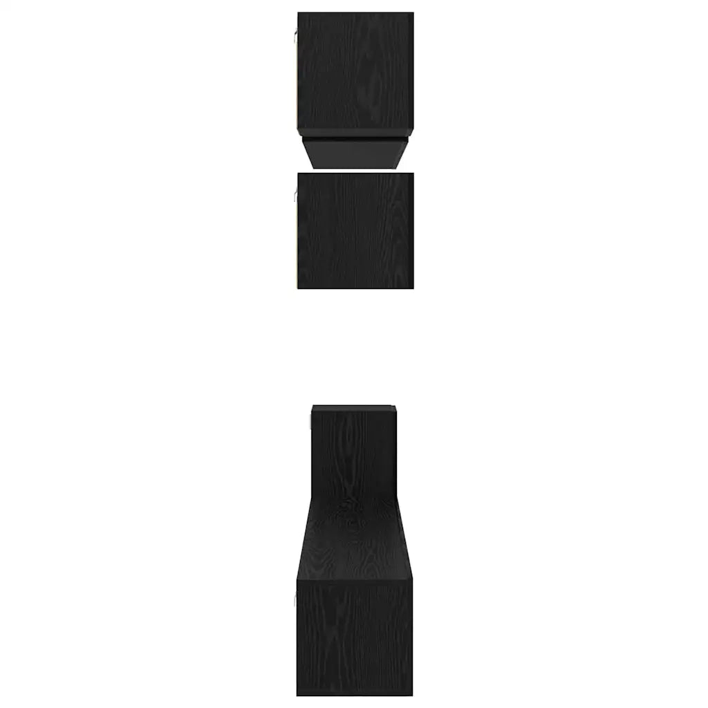 Set mobile TV 8 pz-Credenza per TV Rovere Nero Legno multistrato 600116