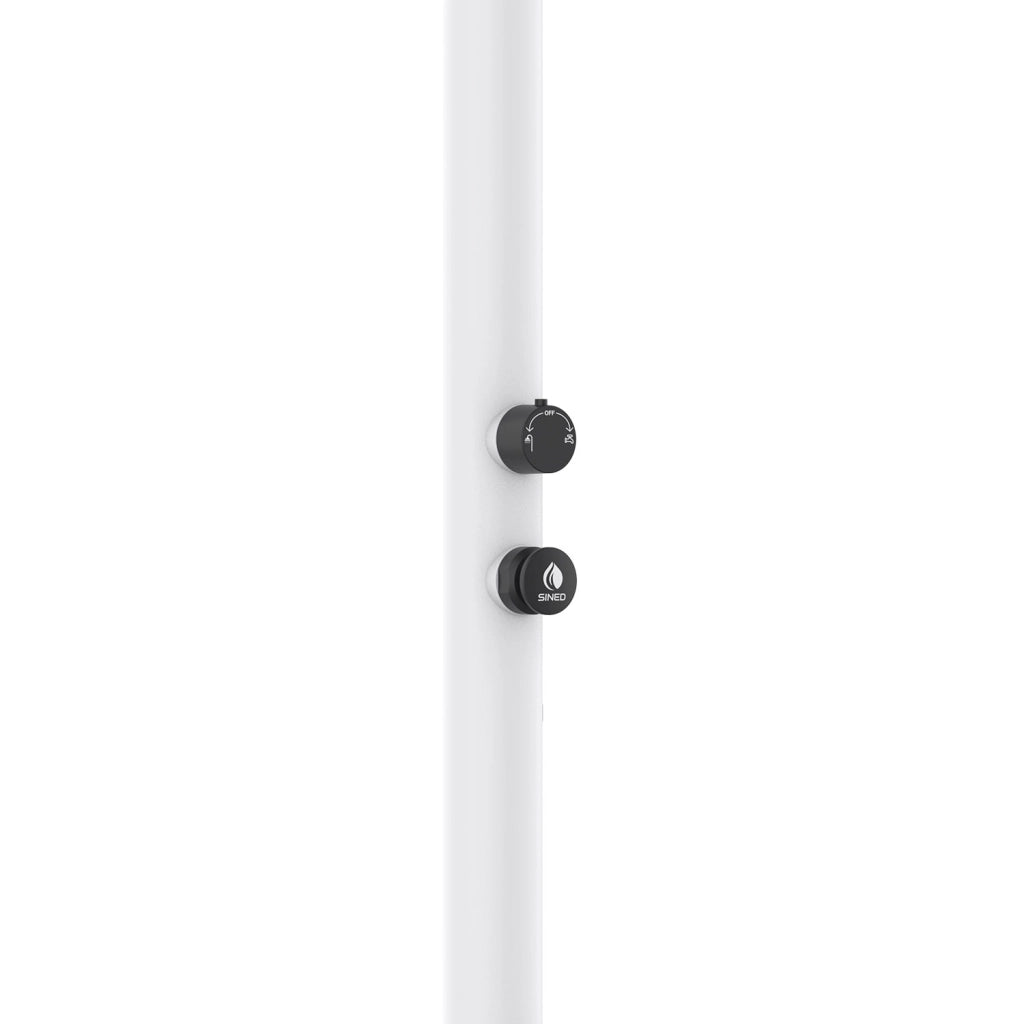 Sined Luna Timer p Bianca Doccia In Alluminio Doppio Attacco Acqua Fredda Laterale o Inferiore Su Un Unico Tubo Interno Doccia Acqua Fredda Temporizzata Con Soffione Lavapiedi e Miscelatore Bianco