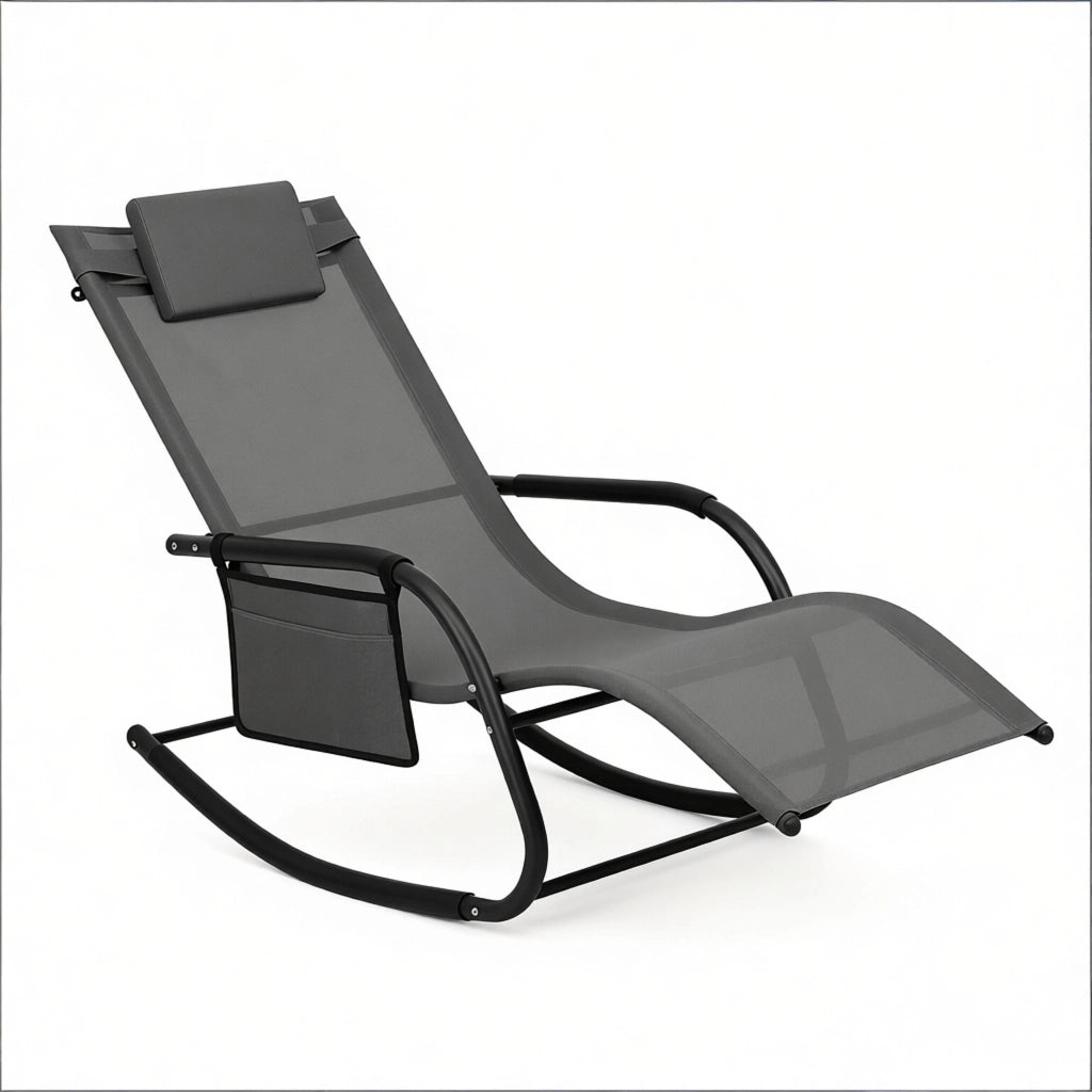 SEDIA A DONDOLO DA ESTERNO 152x83x62 cm METALLO E POLIESTERE GRIGIO