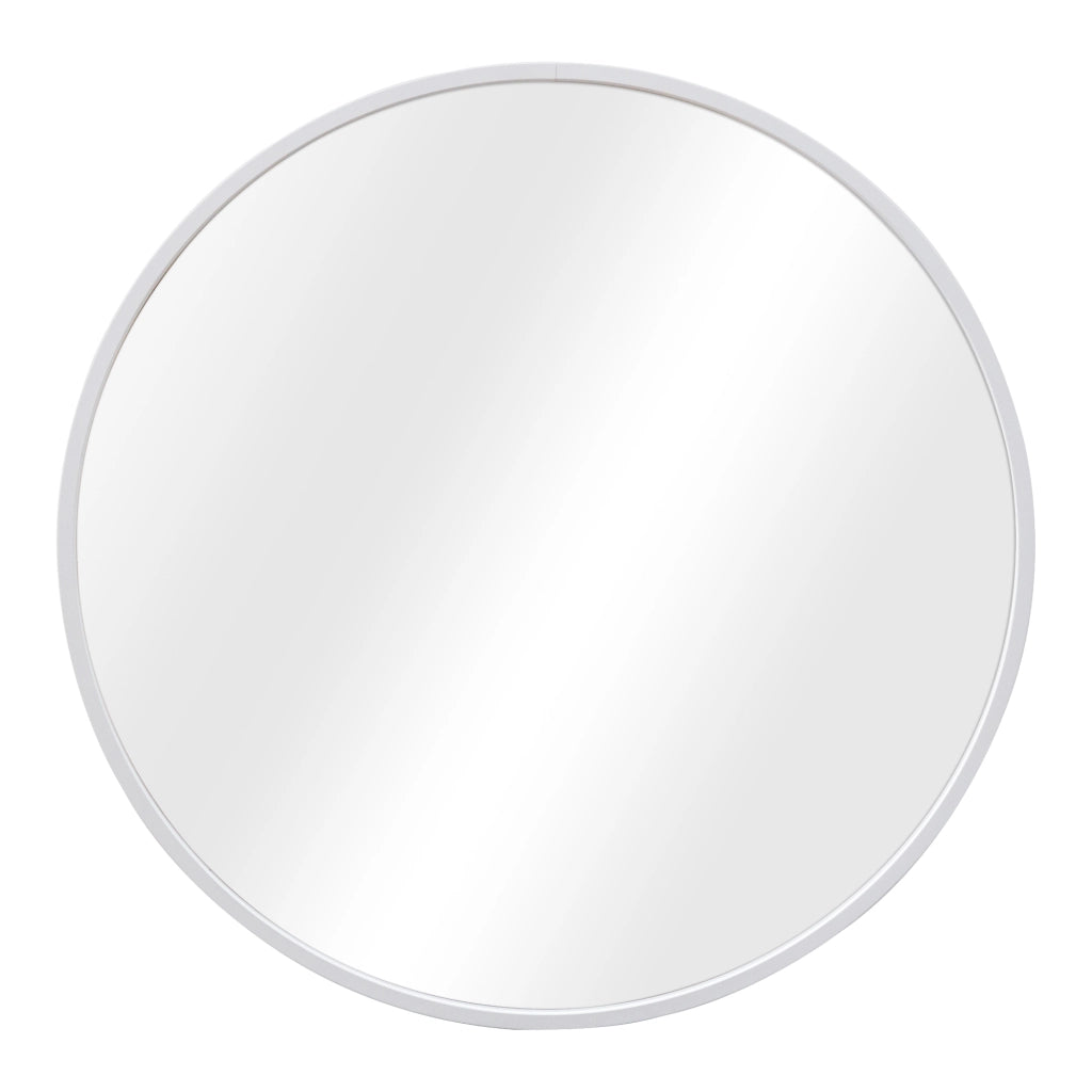 Specchio Rotondo da Parete 'Modugno' Ø 50 cm Cornice in Alluminio - Bianco [en.casa]