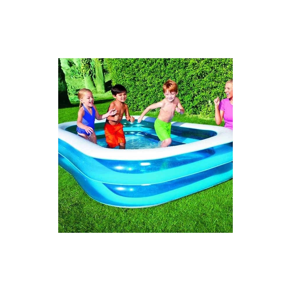 Trade Shop - Piscina Gonfiabile Baby Bambino 3 Anelli Gioco Acqua Family 269 X 175 Cm -