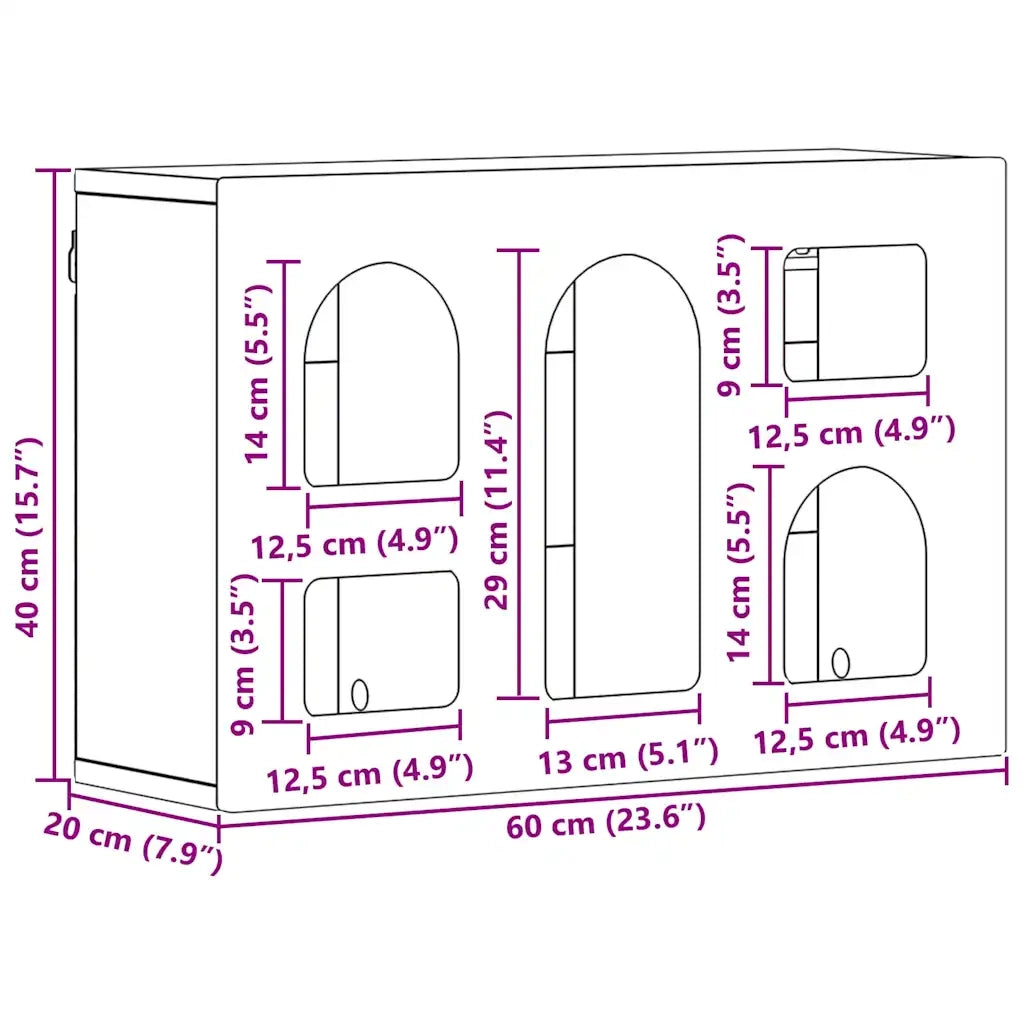 Armadio pensile con lo scaffale Grigio cemento 60 x 20 x 40 cm 891377