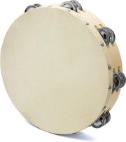Tamburello con pelliccia naturale - 20 cm - doppia riga - manufatto a mano - strumento percussivo