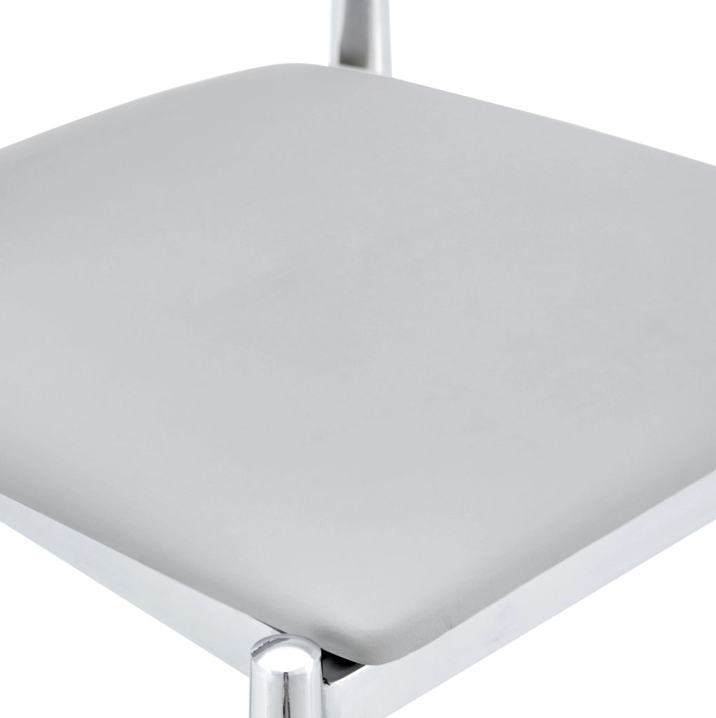 Sedia da pranzo 80 cm con schienale ergonomico in PU e metallo grigio chiaro
