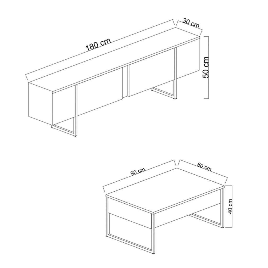 Mornasco, set Mobili da Soggiorno Modulabile, Bianco