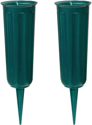 Vasi per cimitero con spine, contenitori per fiori in plastica per cimiteri, vasi per fiori come decorazioni per cimiteri, lapidi e lapidi (2 pezzi verde)