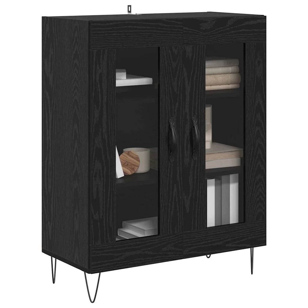 Credenza | Madia | Buffet da pranzo | Armadio da pranzo Rovere Nero 69,5 x 34 x 90 cm Legno multistrato
