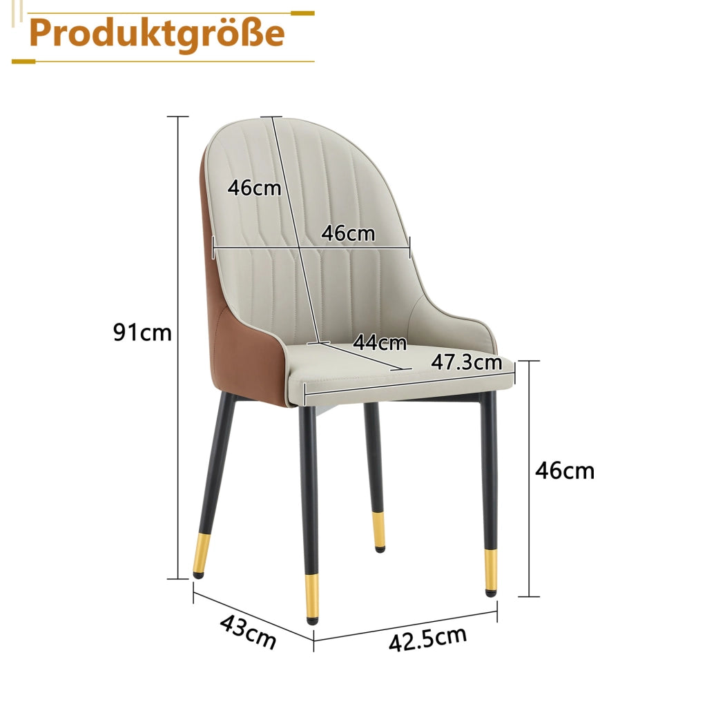 Set di 2 sedie con schienale a fulmine in similpelle PU e metallo marrone e nero