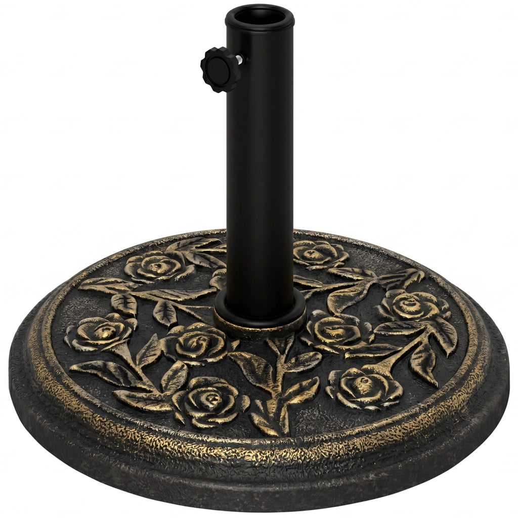 Base per Ombrellone 9kg ¨C zephmum ¨C Resina, Finiture Bronzo, ¦µ45.5x31.5cm, Nero
