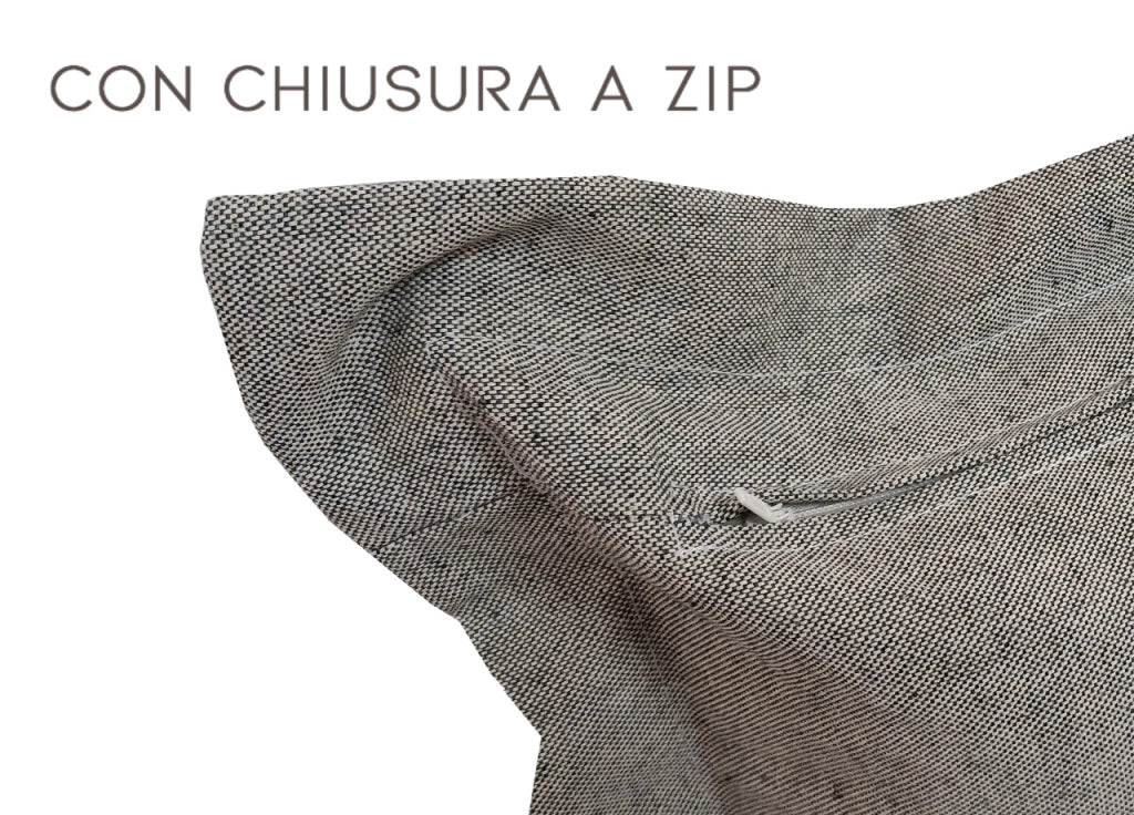 Federa Per Cuscino Arredo Casa Chiusura Zip Fodera Tinto Filo Rigate SV - 40x40 - Tortora