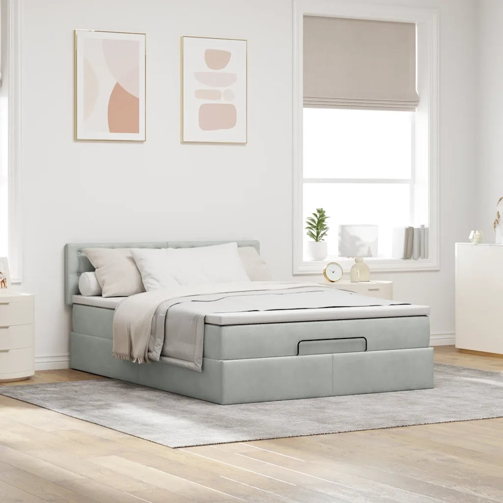 Struttura Letto Pouf con Materasso 140x200 cm in Velluto 3311921