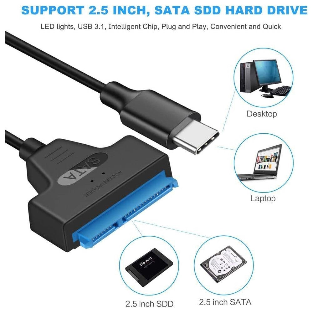 Trade Shop - Cavo Convertitore Sata Type-c 20cm Adattatore Ssd/hdd Hard Disk Maxtech Sa-tc01 -