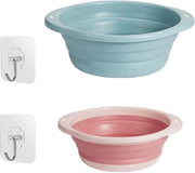 Set di raccoglitori di rifiuti pieghevoli 2 pezzi - lavandino portatile per viaggi e attività all'aperto - blu e rosa Raccoglitore di rifiuti pieghevole