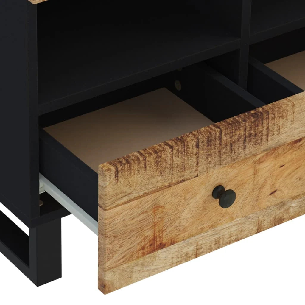 Mobile TV multimediale scaffale TV credenza TV sala da pranzo soggiorno camera da letto 70 x 33 x 46 cm legno massello di mango nero 02_0026182