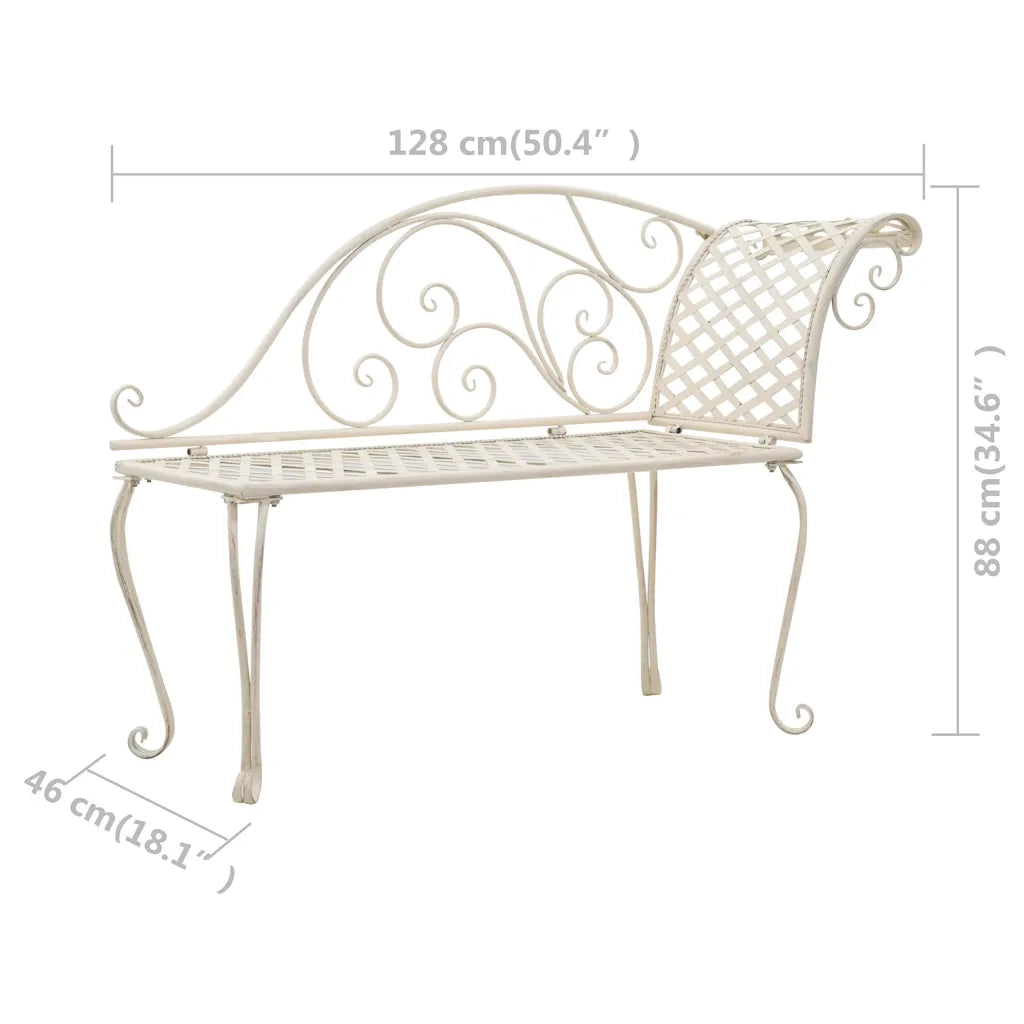 Sdraio da Giardino 128 cm in Metallo Anticato Bianco CFW9103198