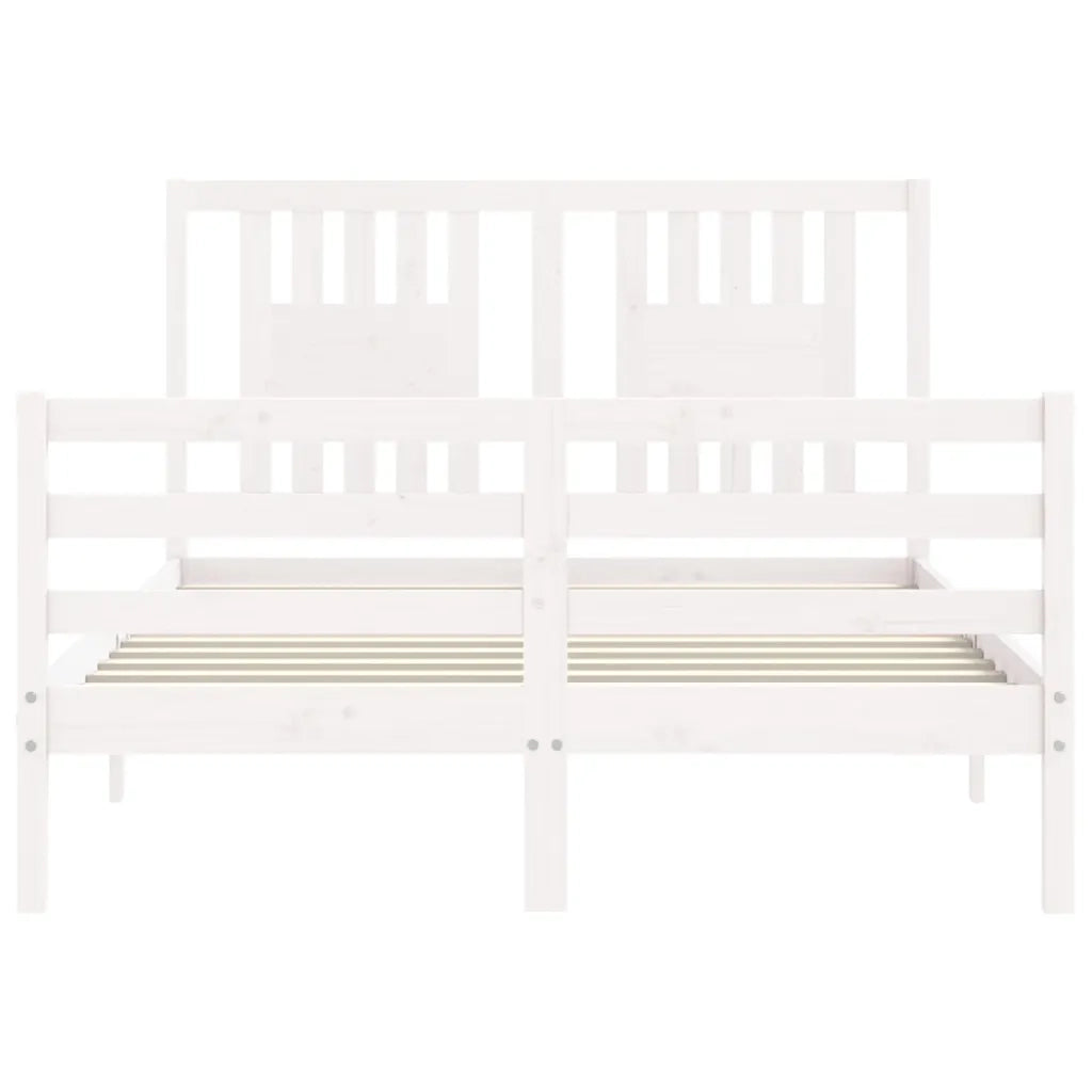 Giroletto con Testiera-Struttura Letto con testiera Bianco 120x200 cm in Legno Massello 300668