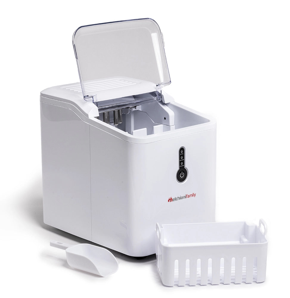Melchioni Family Macchina Ghiaccio CUBIK Capacità di Produzione 12kg in 24h Cubetti a Forma di Proiettile Serbatoio dell'Acqua 1.6 L Serbatoio per il Ghiaccio 1,6 L Pannello di Controllo Touch