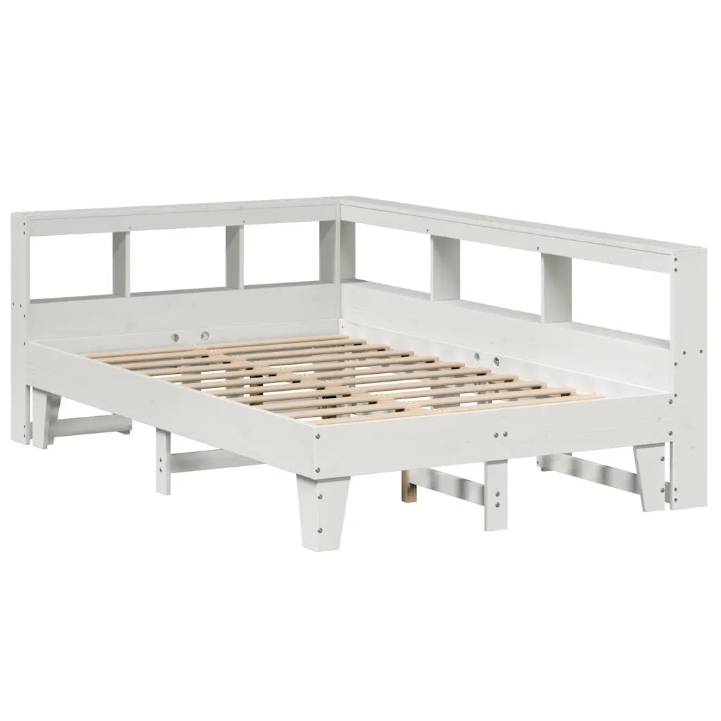 Letto Libreria senza Materasso-Struttura Letto con contenitore Bianco 120x190 cm Legno di Pino 138047