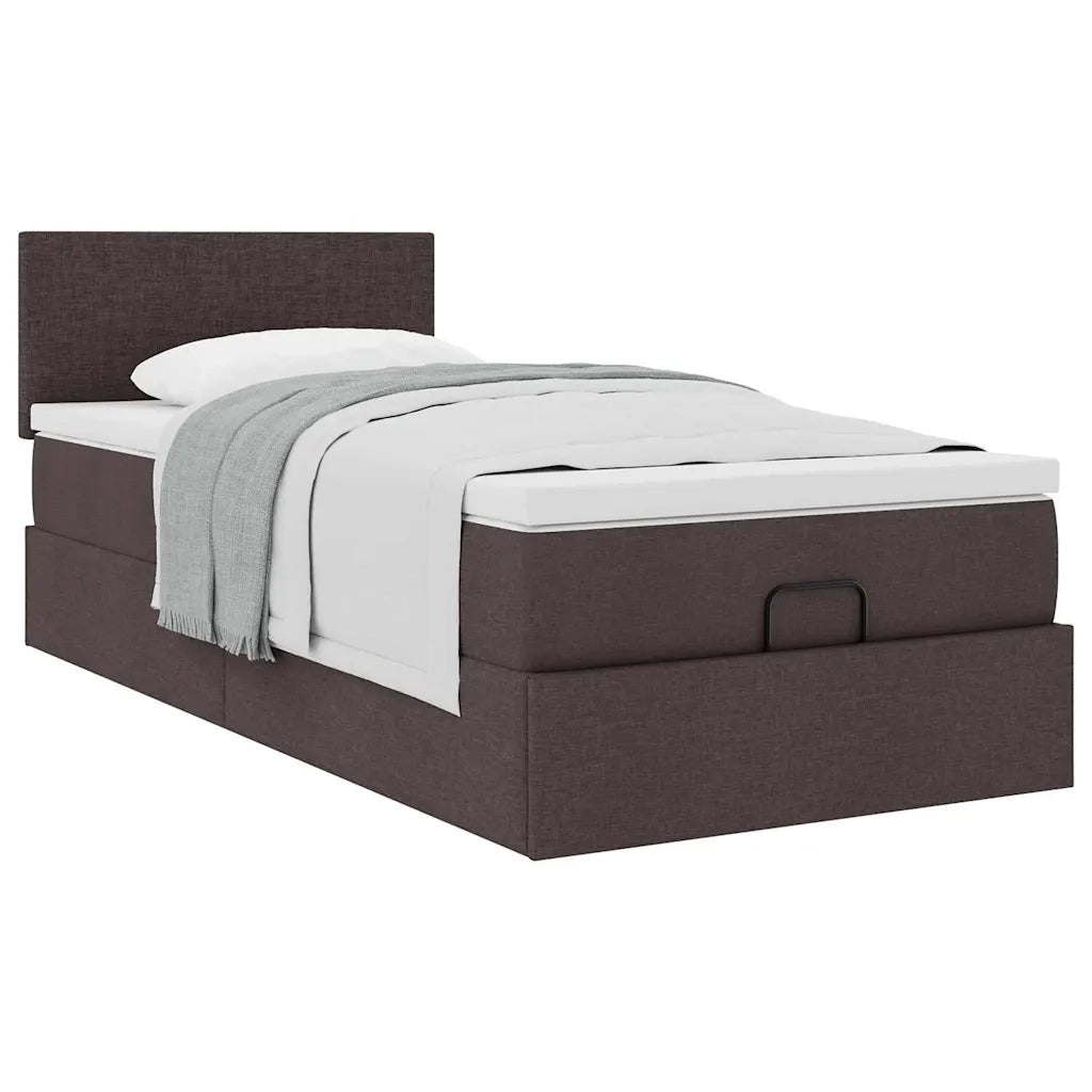 Pouf Letto con Materasso Marrone Scuro 100x200 cm in Tessuto 3311355