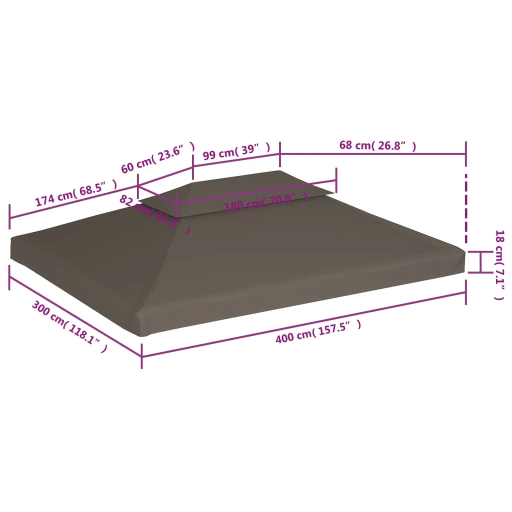 Copertura Superiore per Gazebo a 2 Strati 310g/m² 4x3m Talpa 44760