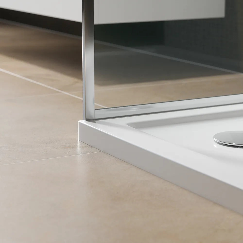 Piatto doccia bordato 80x90 cm in acrilico rinforzato bianco lucido | Asteios
