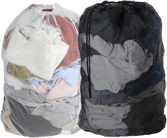 Set di organizzatori per asciugatrice 60 x 90 cm - Set di 2 - Organizer per asciugatrice - Sacchi per asciugatrice a rete grande con cordino - Magazzino per abbigliamento - Deposito di lenzuola - Deposito di giocattoli - Appartamento universitario